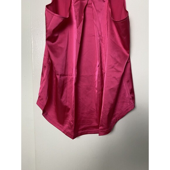 Ouslee Women Cami Tank Top Hot Pink Size M Satin Sleeveless Lose Fit Fuchsia - Picture 11 of 13